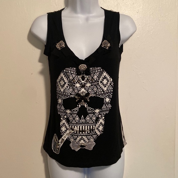 Striped jeweled skeleton tank top. - Picture 1 of 12
